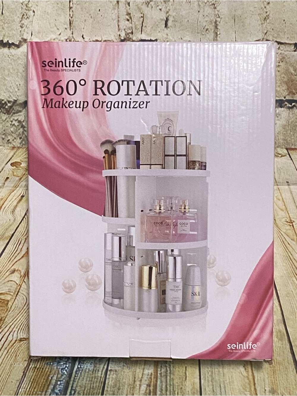360° Rotation Makeup Organizer - White
